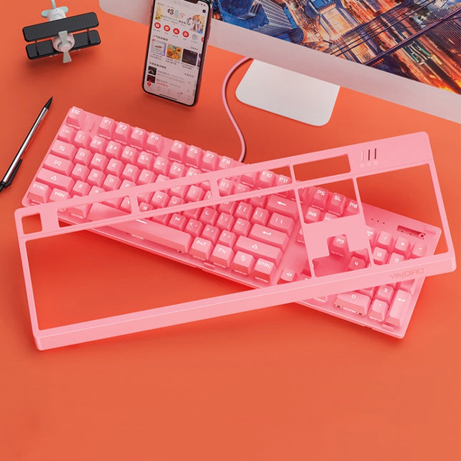 YINDIAO K300 USB Detachable Panel Mechanical Lighting Blue Shaft Gaming Wired Keyboard (Pink)-garmade.com