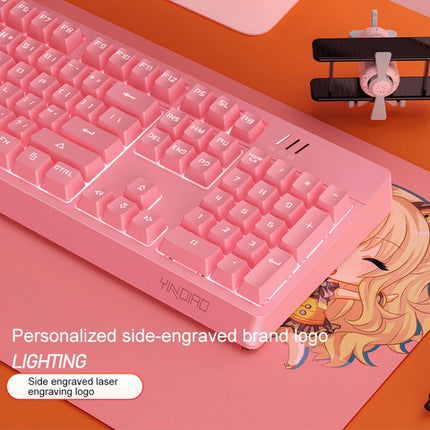 YINDIAO K300 USB Detachable Panel Mechanical Lighting Blue Shaft Gaming Wired Keyboard (Pink)-garmade.com