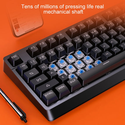 YINDIAO K300 USB Detachable Panel Mechanical Lighting Blue Shaft Gaming Wired Keyboard (White)-garmade.com