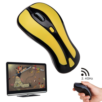 PR-01 6D Gyroscope Fly Air Mouse 2.4G USB Receiver 1600 DPI Wireless Optical Mouse for Computer PC Android Smart TV Box (Yellow + Black)-garmade.com