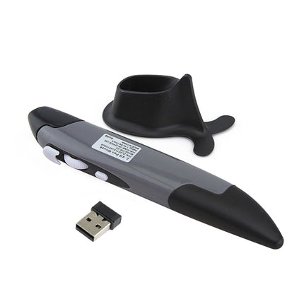 PR-03 2.4G USB Receiver Adjustable 1600 DPI Wireless Optical Pen Mouse for Computer PC Laptop Drawing Teaching(Grey)-garmade.com