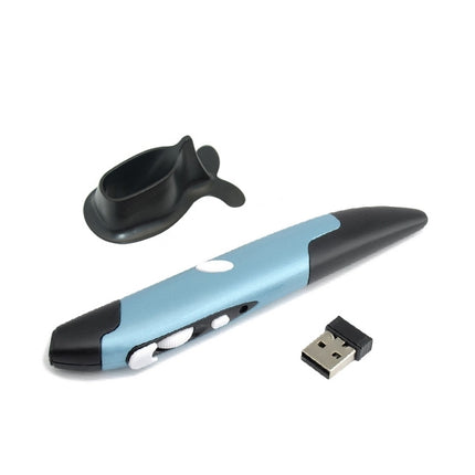 PR-03 2.4G USB Receiver Adjustable 1600 DPI Wireless Optical Pen Mouse for Computer PC Laptop Drawing Teaching (Blue)-garmade.com