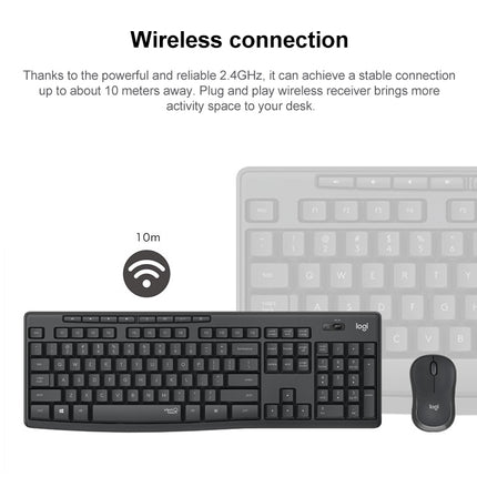 Logitech MK295 USB Wireless Silence Keyboard Mouse Set (Black)-garmade.com