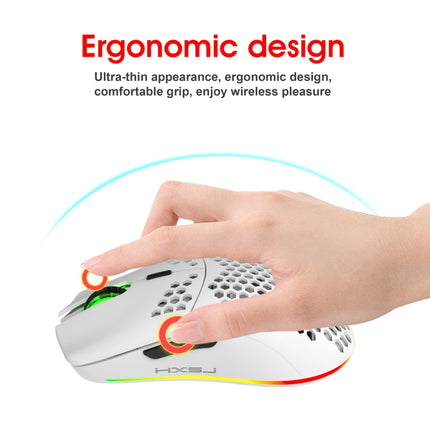 HXSJ T66 7 Keys Colorful Lighting Programmable Gaming Wireless Mouse (White)-garmade.com