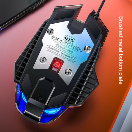 YINDIAO G10 7200DPI 7-modes Adjustable 7-keys RGB Light Wired Metal Mechanical Hard Core Macro Mouse, Style: Audio Version(Black)-garmade.com