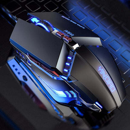 YINDIAO 3200DPI 4-modes Adjustable 7-keys RGB Light Wired Metal Mechanical Hard Core Macro Mouse, Style: Silent Version (Black)-garmade.com