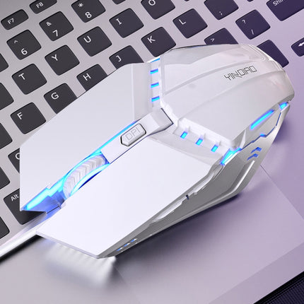 YINDIAO 6 Keys Gaming Office USB Mechanical Wired Mouse (White)-garmade.com