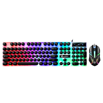 TX300 Mechanical Feel Backlight Punk Wired Keyboard Mouse Set (Black)-garmade.com