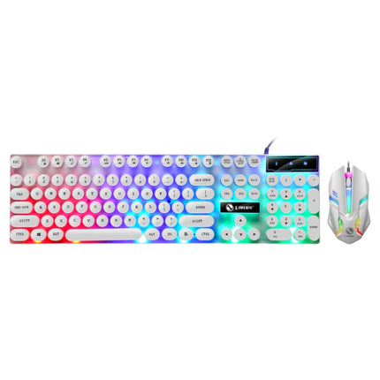 TX300 Mechanical Feel Backlight Punk Wired Keyboard Mouse Set (White)-garmade.com