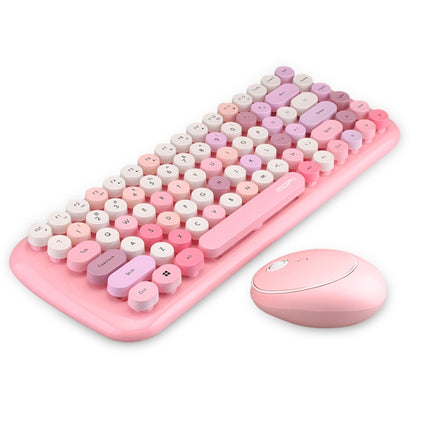 Mofii CADNY Pink Girl Heart Mini Mixed Color Wireless Keyboard Mouse Set(Pink)-garmade.com