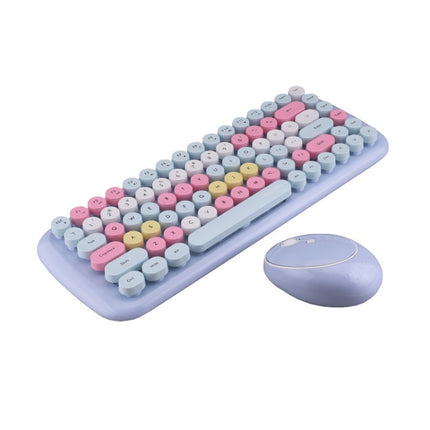 Mofii CADNY Pink Girl Heart Mini Mixed Color Wireless Keyboard Mouse Set (Light Blue)-garmade.com