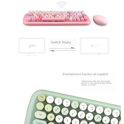 Mofii CADNY Pink Girl Heart Mini Mixed Color Wireless Keyboard Mouse Set (Yellow)-garmade.com