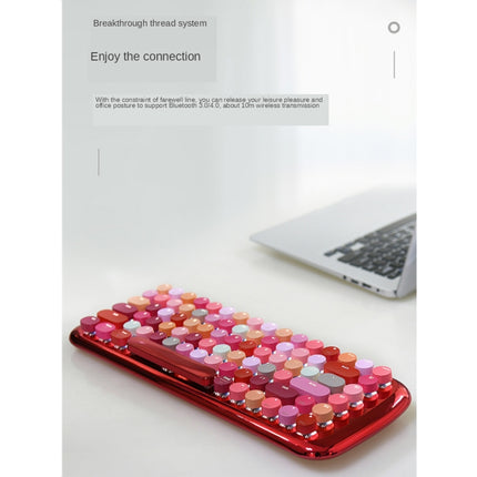 Mofii Girly Heart Lipstick Wireless Bluetooth Keyboard (Red)-garmade.com
