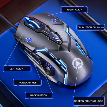 YINDIAO G5 3200DPI 4-modes Adjustable 6-keys RGB Light Wired Gaming Mouse (White)-garmade.com