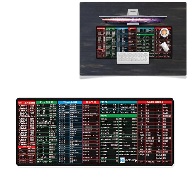 YINDIAO Large Rubber Mouse Pad Anti-skid Gaming Office Desk Pad Keyboard Mat, Size: 800x300mm (Hot Key)-garmade.com