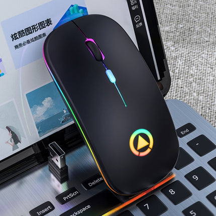 YINDIAO A2 2.4GHz 1600DPI 3-modes Adjustable RGB Light Rechargeable Wireless Silent Mouse (Black)-garmade.com