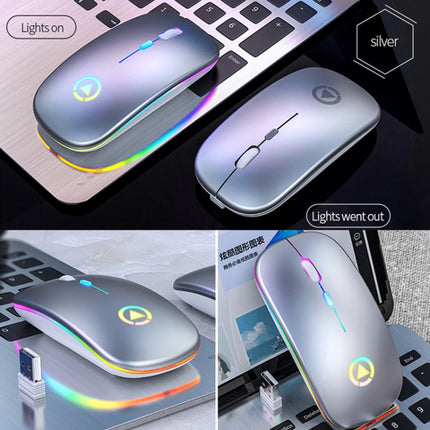 YINDIAO A2 2.4GHz 1600DPI 3-modes Adjustable RGB Light Rechargeable Wireless Silent Mouse (Grey)-garmade.com