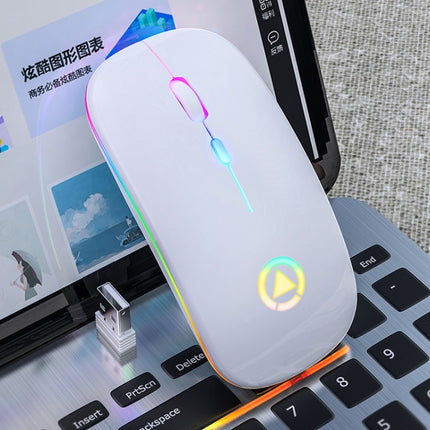 YINDIAO A2 2.4GHz 1600DPI 3-modes Adjustable RGB Light Rechargeable Wireless Silent Mouse (White)-garmade.com