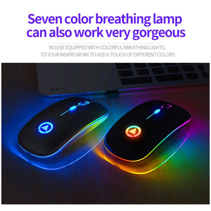YINDIAO A2 2.4GHz 1600DPI 3-modes Adjustable RGB Light Rechargeable Wireless Silent Mouse (Black)-garmade.com