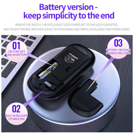 YINDIAO A2 2.4GHz 1600DPI 3-modes Adjustable Wireless Silent Mouse, Battery Powered(Grey)-garmade.com