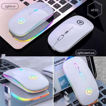 YINDIAO A2 BT3.0 + BT5.0 + 2.4GHz 1600DPI 3-modes Adjustable RGB Light Wireless Silent Bluetooth Mouse (White)-garmade.com