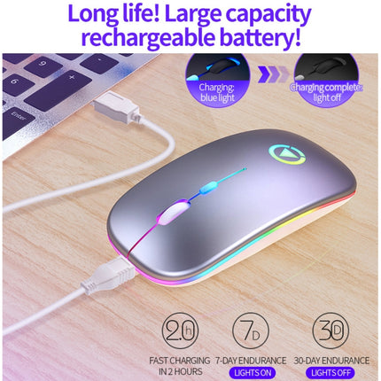 YINDIAO A2 BT3.0 + BT5.0 + 2.4GHz 1600DPI 3-modes Adjustable RGB Light Wireless Silent Bluetooth Mouse (White)-garmade.com