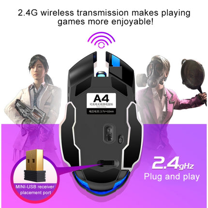 YINDIAO A4 2.4GHz 1600DPI 3-modes Adjustable Rechargeable Wireless Silent Gaming Mouse (Black Silver)-garmade.com