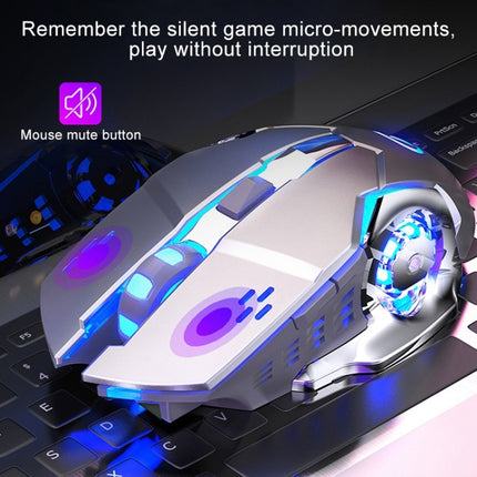 YINDIAO A4 2.4GHz 1600DPI 3-modes Adjustable Rechargeable Wireless Silent Gaming Mouse (Grey Silver)-garmade.com