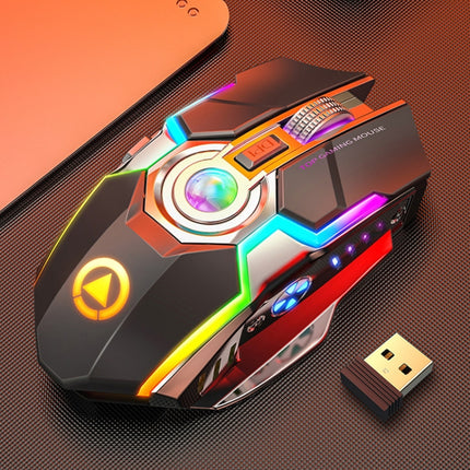 YINDIAO A5 2.4GHz 1600DPI 3-modes Adjustable Rechargeable RGB Light Wireless Silent Gaming Mouse (Black)-garmade.com
