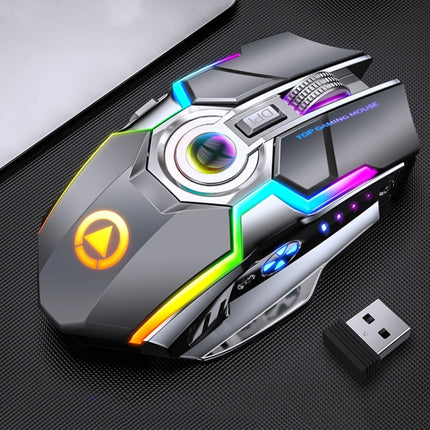 YINDIAO A5 2.4GHz 1600DPI 3-modes Adjustable Rechargeable RGB Light Wireless Silent Gaming Mouse (Grey)-garmade.com