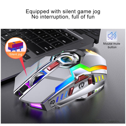 YINDIAO A5 2.4GHz 1600DPI 3-modes Adjustable Rechargeable RGB Light Wireless Silent Gaming Mouse (Grey)-garmade.com
