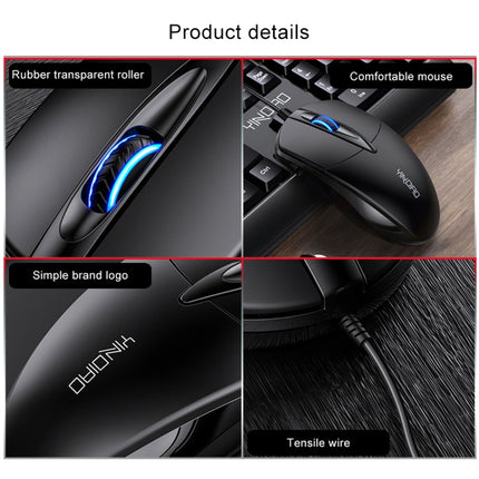 YINDIAO G2 1000DPI 3-keys RGB Light Wired Business Mouse (Black)-garmade.com