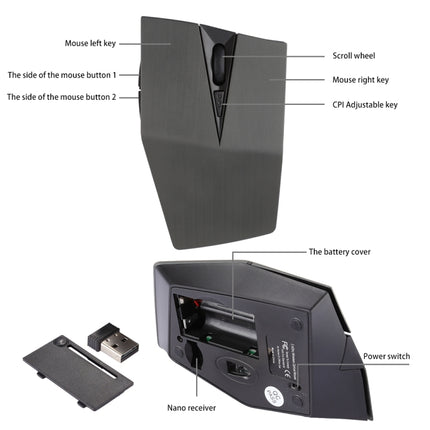 2.4GHz USB Receiver Adjustable 1200 DPI Wireless Optical Mouse for Computer PC Laptop (Grey)-garmade.com