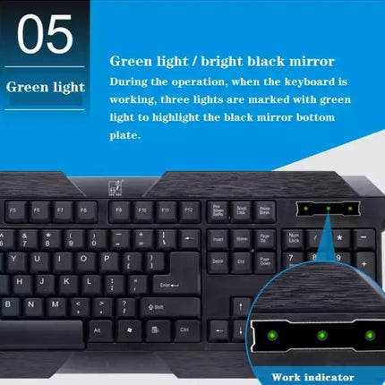 ZGB Q19 USB Wired Waterproof Keyboard Mouse Set(Black)-garmade.com