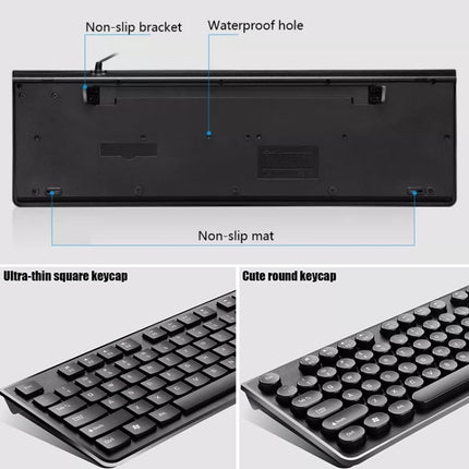 ZGB S500 Square Key USB Wired Computer Keyboard(Black)-garmade.com