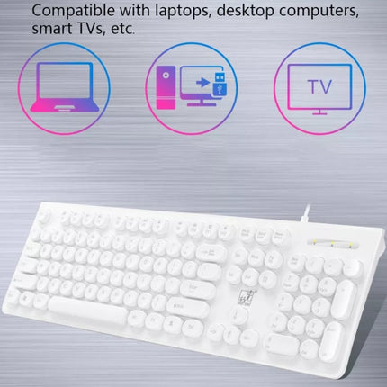 ZGB S500 Round Key USB Wired Computer Keyboard (White)-garmade.com
