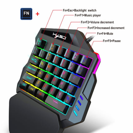 HXSJ V100 + A876 Mobile Game One Hand Wired Keyboard + Mouse Set-garmade.com