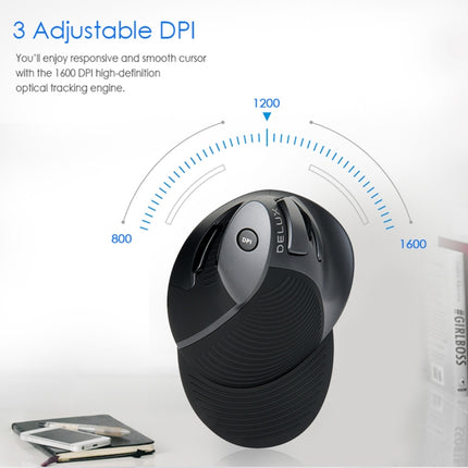 DELUX M618GX Wireless Ergonomic Vertical Mouse 1600DPI Optical Mouse-garmade.com