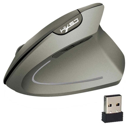 HXSJ T24 6 Buttons 2400 DPI 2.4G Wireless Vertical Ergonomic Mouse with USB Receiver(Grey)-garmade.com