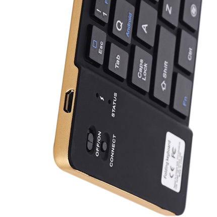 GK228 Ultra-thin Foldable Bluetooth V3.0 Keyboard, Built-in Holder, Support Android / iOS / Windows System (Gold)-garmade.com