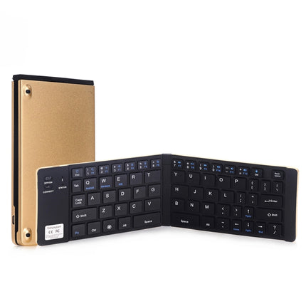 GK228 Ultra-thin Foldable Bluetooth V3.0 Keyboard, Built-in Holder, Support Android / iOS / Windows System (Gold)-garmade.com