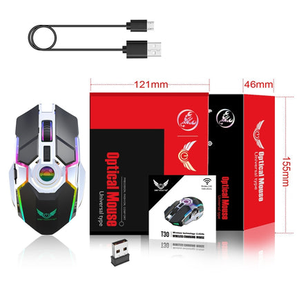 ZERODATE T30 2.4GHz 2400DPI Three-speed Adjustable RGB Backlight Wireless Optical Mouse (Black)-garmade.com