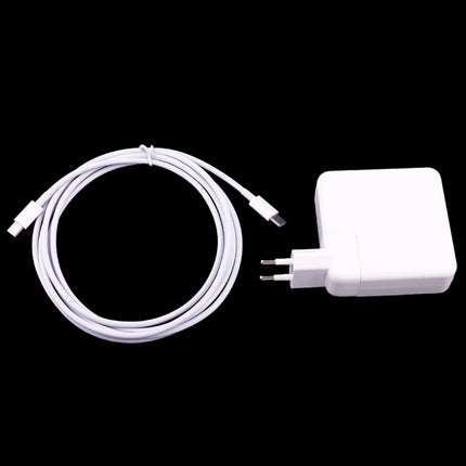 61W USB-C / Type-C Power Adapter with 2m USB Type-C Male to USB Type-C Male Charging Cable, For iPhone, Galaxy, Huawei, Xiaomi, LG, HTC and Other Smart Phones, Rechargeable Devices, EU Plug-garmade.com