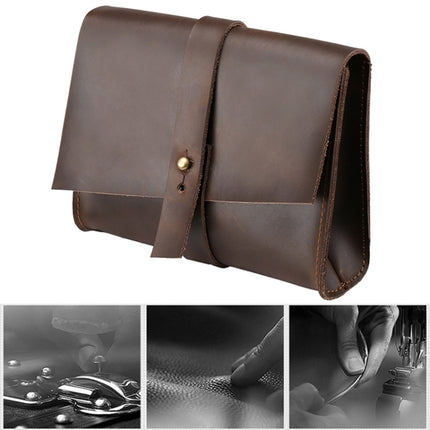 Universal Leather Business Power Adapter Laptop Tablet Bag with Cable Winder (Coffee)-garmade.com