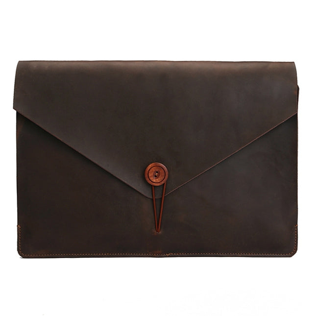 Universal Genuine Leather Business Laptop Tablet Bag (Coffee)-garmade.com
