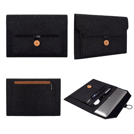 ND06 Multi-purpose Felt Button Laptop Inner Bag for 12.5 inch Laptop(Black)-garmade.com