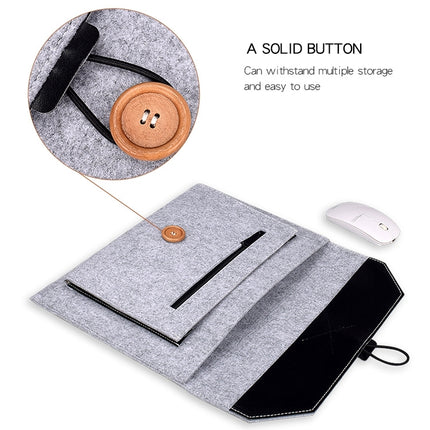 ND06 Multi-purpose Felt Button Laptop Inner Bag for 13.3 inch Laptop(Black)-garmade.com