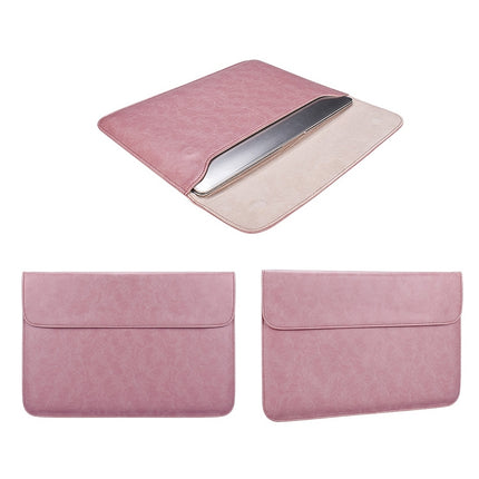 PU01S PU Leather Horizontal Invisible Magnetic Buckle Laptop Inner Bag (Pink)-garmade.com