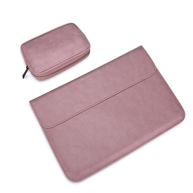 PU01S PU Leather Horizontal Invisible Magnetic Buckle Laptop Inner Bag (Pink)-garmade.com