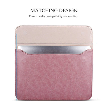 PU01S PU Leather Horizontal Invisible Magnetic Buckle Laptop Inner Bag (Pink)-garmade.com